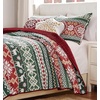 image:imageGreenland Home Fair Isle Reversible Holiday Quilt Set 3Piece FullQueen  SnowRed