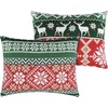 image:imageGreenland Home Fair Isle Reversible Holiday Quilt Set 3Piece FullQueen  SnowRed