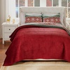 image:imageGreenland Home Fair Isle Reversible Holiday Quilt Set 3Piece FullQueen  SnowRed