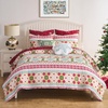 image:imageGreenland Home Fair Isle Reversible Holiday Quilt Set 3Piece FullQueen  SnowSnow