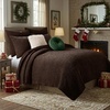 image:imageGreenland Home Fashions Finely Stitched Velvet Quilt Set 2Piece Twin Crush KhakiCrush Chocolate