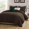 image:imageGreenland Home Fashions Finely Stitched Velvet Quilt Set 2Piece Twin Crush KhakiCrush Chocolate