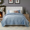 image:imageGreenland Home Fashions Finely Stitched Velvet Quilt Set 2Piece Twin Crush KhakiRiviera Blue