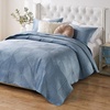 image:imageGreenland Home Fashions Finely Stitched Velvet Quilt Set 2Piece Twin Crush KhakiRiviera Blue