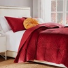 image:imageGreenland Home Fashions Finely Stitched Velvet Quilt Set 2Piece Twin Crush KhakiRiviera Red
