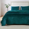 image:imageGreenland Home Fashions Finely Stitched Velvet Quilt Set 2Piece Twin Crush KhakiRiviera Teal