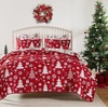 image:imageGreenland Home Novelty Holiday Reversible Matelass Coverlet Set 3Piece FullQueen SnowflakesPeppermint Party