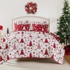 image:imageGreenland Home Novelty Holiday Reversible Matelass Coverlet Set 3Piece FullQueen SnowflakesPeppermint Party
