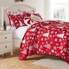 image:imageGreenland Home Novelty Holiday Reversible Matelass Coverlet Set 3Piece FullQueen SnowflakesPeppermint Party