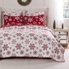image:imageGreenland Home Novelty Holiday Reversible Matelass Coverlet Set 3Piece FullQueen SnowflakesSnowflakes