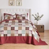 image:imageGreenland Home Oxford 100 Cotton Quilt Set 3Piece FullQueen RedRed