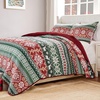 image:imageGreenland Home Fair Isle Reversible Holiday Quilt Set 3Piece FullQueen  SnowRed
