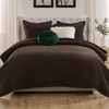 image:imageGreenland Home Fashions Finely Stitched Velvet Quilt Set 2Piece Twin Crush KhakiCrush Chocolate