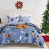 image:imageGreenland Home Fashions Winter Whiskers Dogs amp Cats Reversible Pet Lovers Quilt Set 3Piece FullQueenBlue