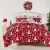 image:imageGreenland Home Novelty Holiday Reversible Matelass Coverlet Set 3Piece FullQueen SnowflakesPeppermint Party