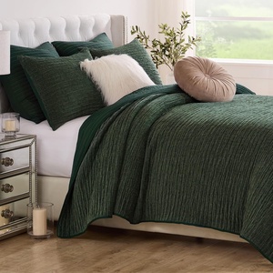 image:imageGreenland Home Fashions Finely Stitched Velvet Quilt Set 2Piece Twin Crush KhakiCrush Forest