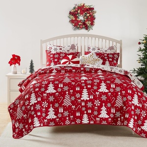 image:imageGreenland Home Novelty Holiday Reversible Matelass Coverlet Set 3Piece FullQueen SnowflakesPeppermint Party