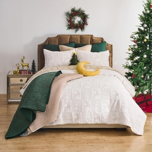 image:imageGreenland Home Novelty Holiday Reversible Matelass Coverlet Set 3Piece FullQueen SnowflakesReindeer Games