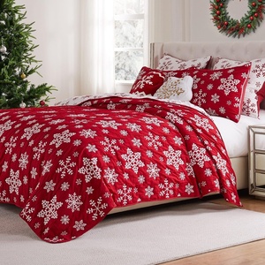 image:imageGreenland Home Novelty Holiday Reversible Matelass Coverlet Set 3Piece FullQueen SnowflakesSnowflakes