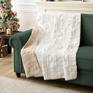 image:imageGreenland Home Novelty Holiday Reversible Matelass Throw Blanket 50 x 60 inches SnowflakesReindeer Games
